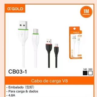 Cabo de carga V8/ 1m 4.8A Agold