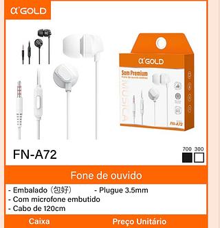 Fone de ouvido com fio com microfone Agold