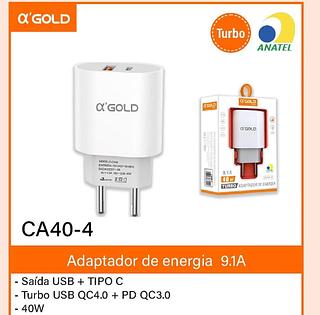 Carregador fonte USB PD 9.1A 40w agold