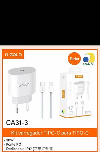 Kit carregador TIPO-C para TIPO-C 30W Agold
