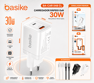 Kit carregador tc/para iOS 30W