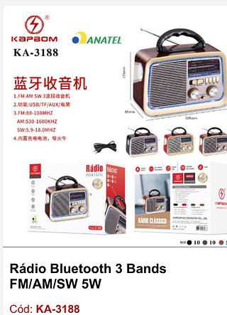 Rádio Bluetooth FM/AM/SW 5w