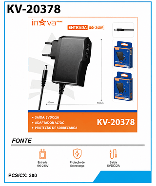 Fonte 5VDC/2A 100-240v