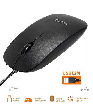 MOUSE COM FIO USB1.2M