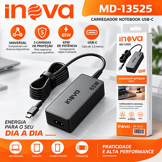 Carregador notebook USB C 65W