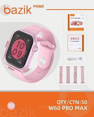 Relógio rosa com 4/ pleuras w60-pro max